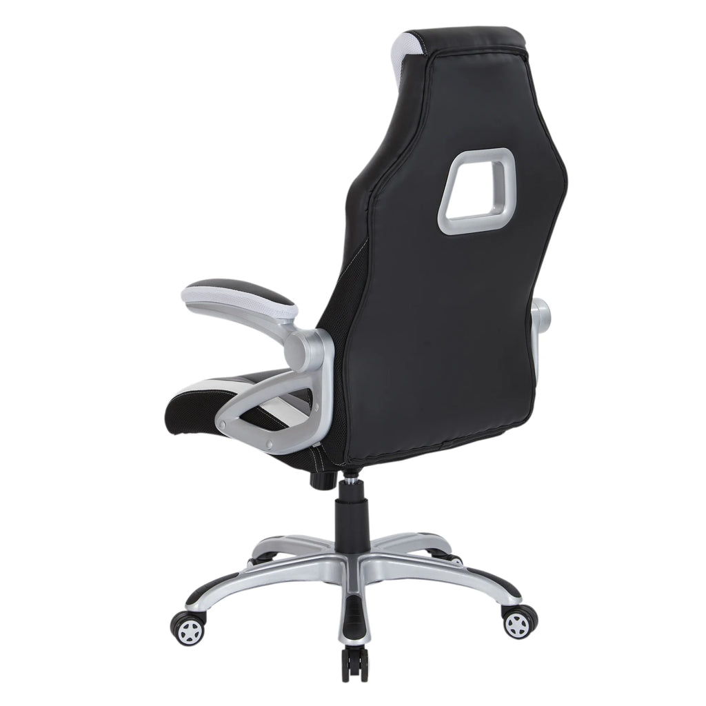 Black Chair with White Trim and Silver Base M8238