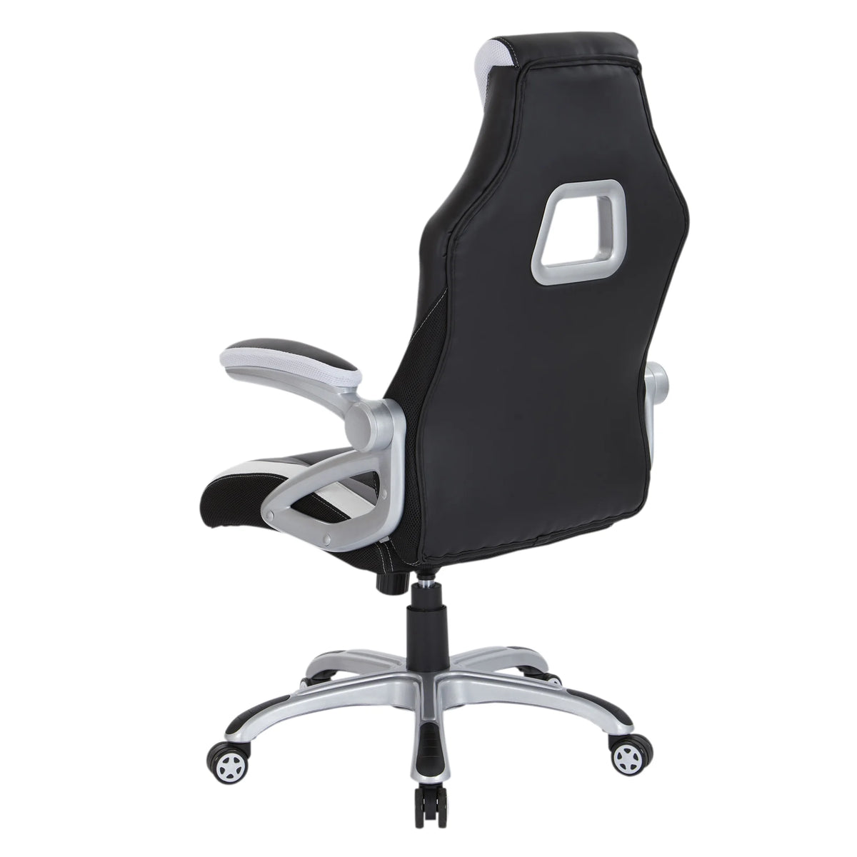 Black Chair with White Trim and Silver Base M8238