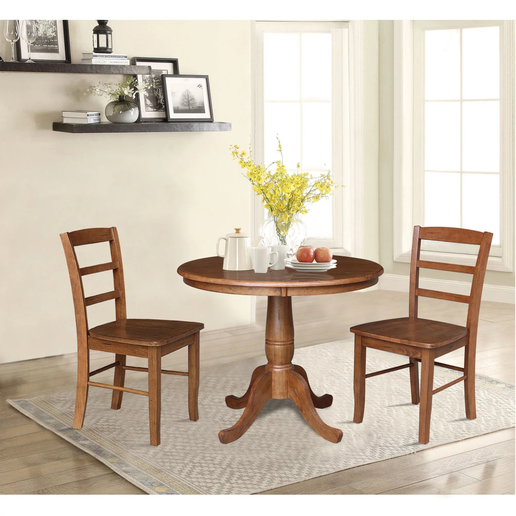 Wood Dining Table with 2 Ladderback Chairs X1617