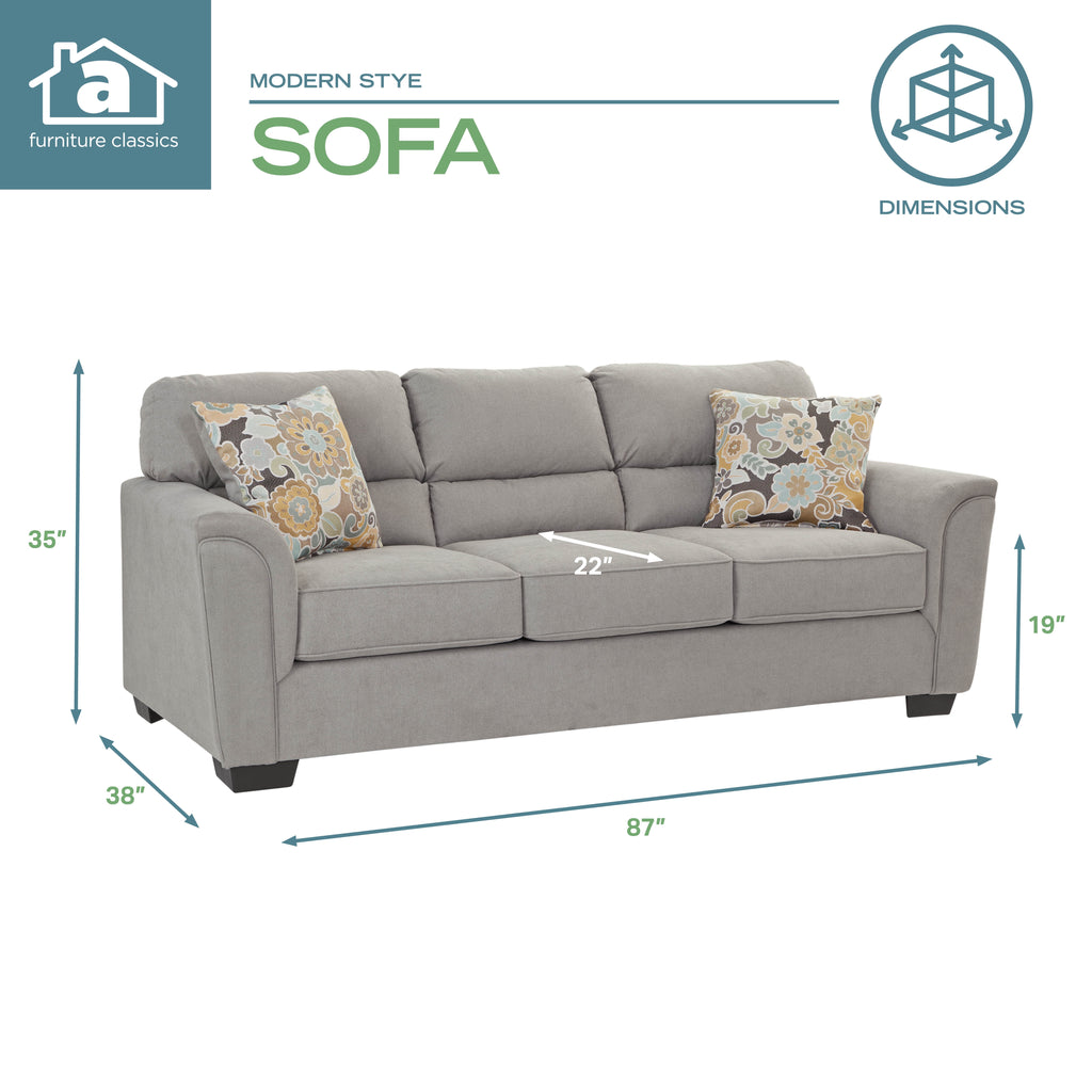 Flared Arm Sofa with Two Pillows O709846