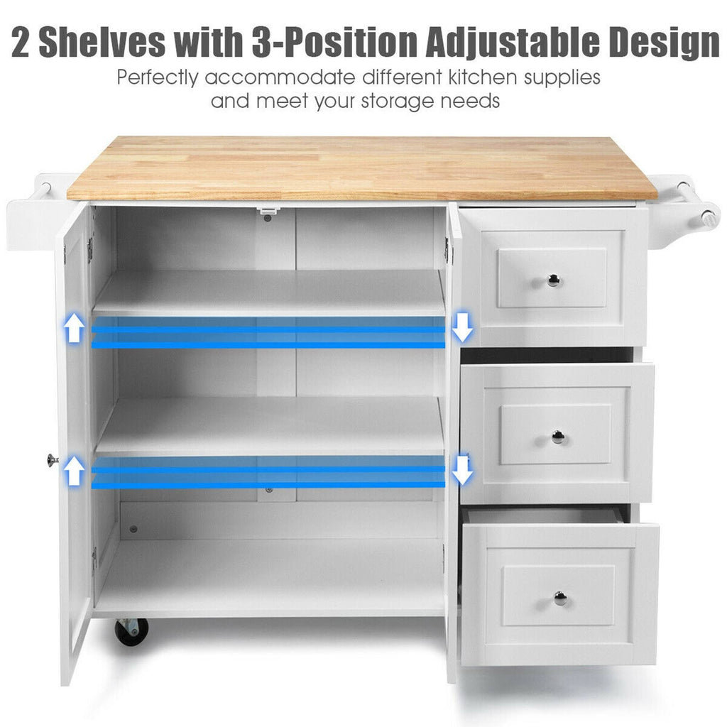 White Drop-Leaf Kitchen Cart S144581