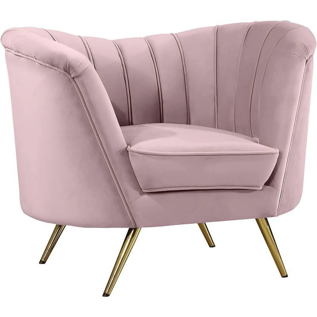 3-Piece Set with Accent Chair Loveseat and Sofa in Pink and Gold D781
