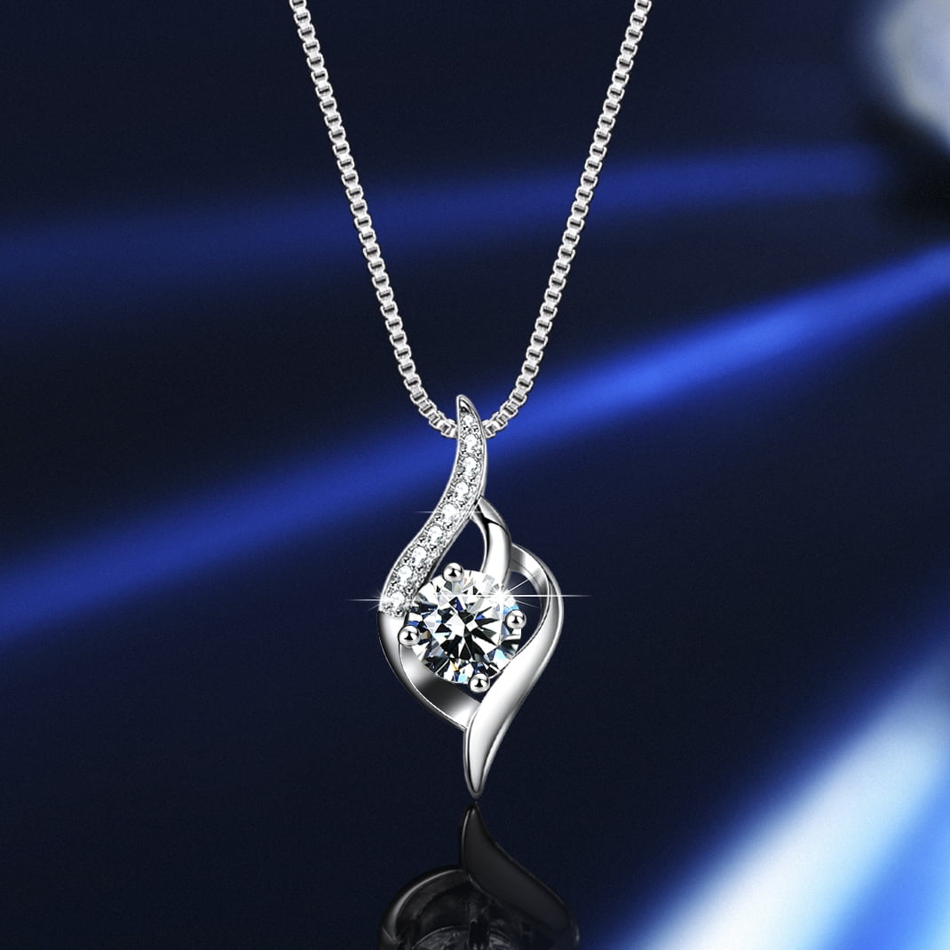 Moissanite Solitaire Necklace S925 Sterling Silver 1CT U990832