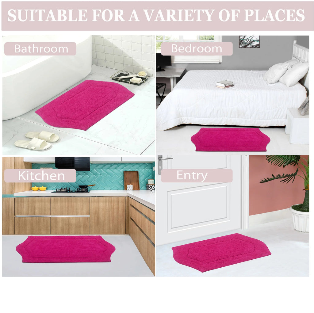100% Cotton Tufted Bath Rug, 24"x40" Rectangle, Hot Pink C914