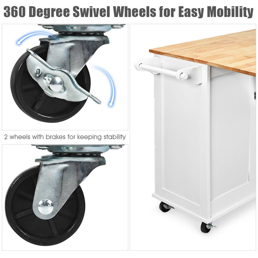 White Drop-Leaf Kitchen Cart S144581