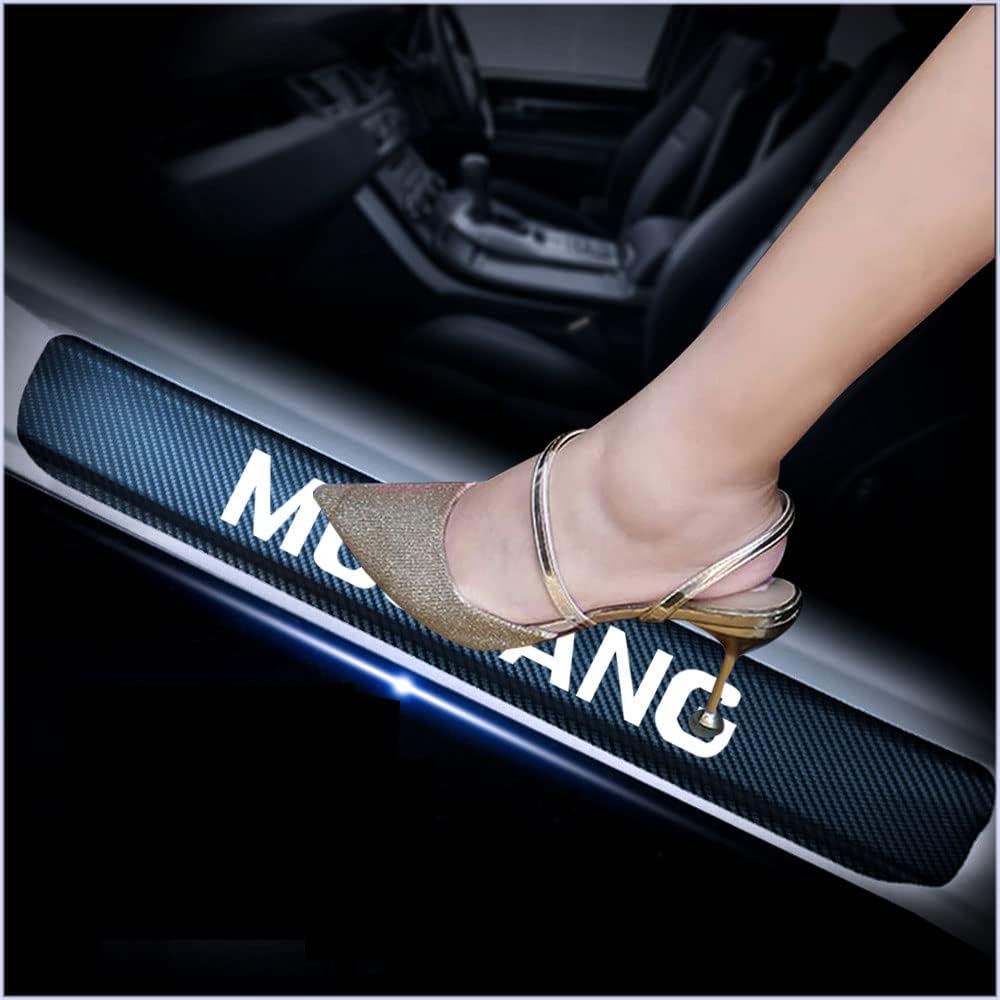 4Pcs Carbon Fiber Car Door Sill Scuff Plate Cover Pink I972432