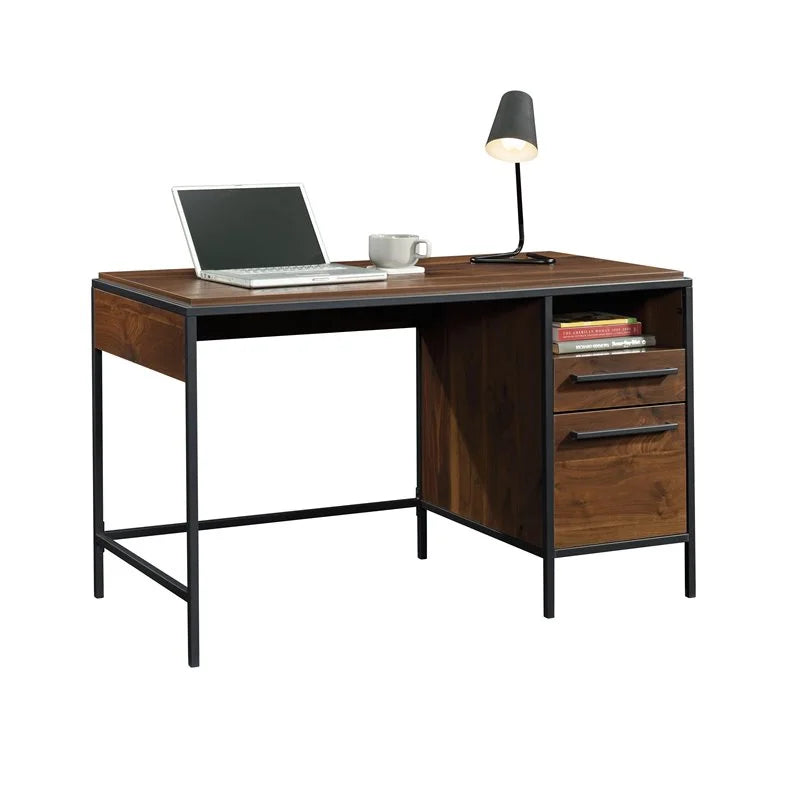 Engineered Wood Single Pedestal Desk in Grand Walnut W582