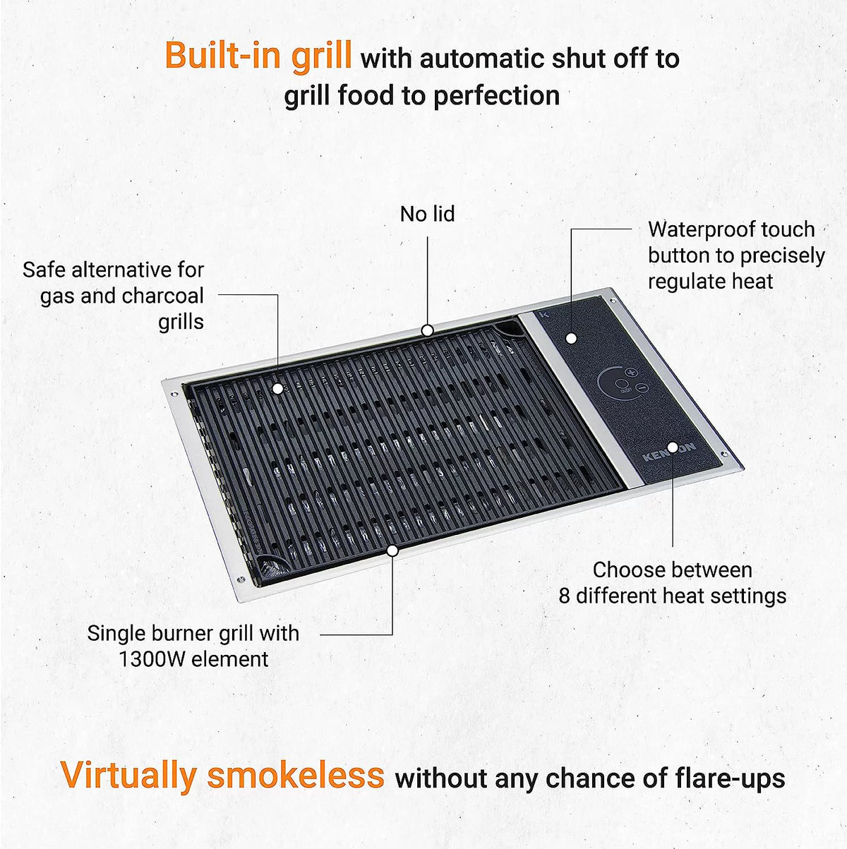 Electric Grill, Stainless Steel K62797
