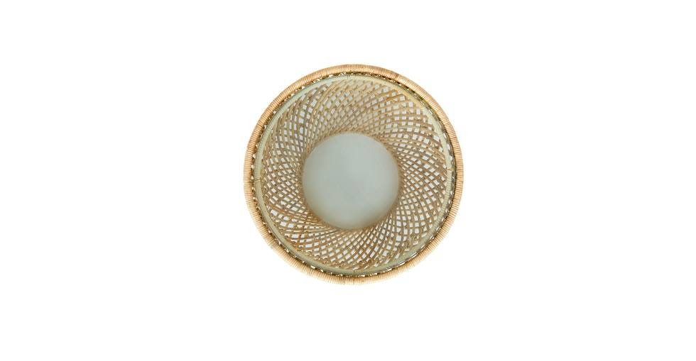 Round Wicker Side Table with Glass Top Y405125