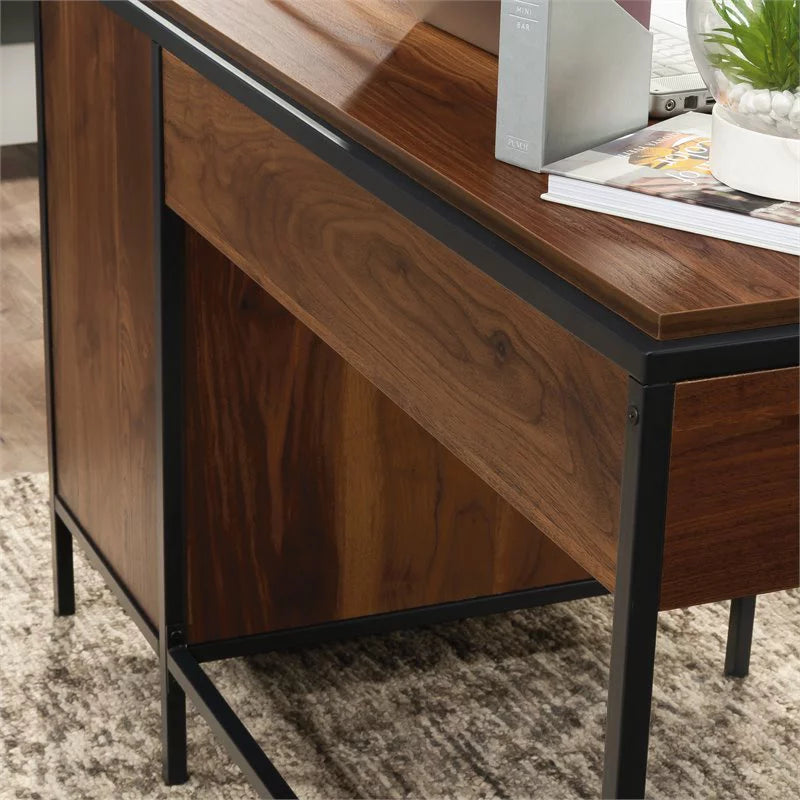 Engineered Wood Single Pedestal Desk in Grand Walnut W582