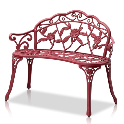 38.5" Metal Rose Bench F783542