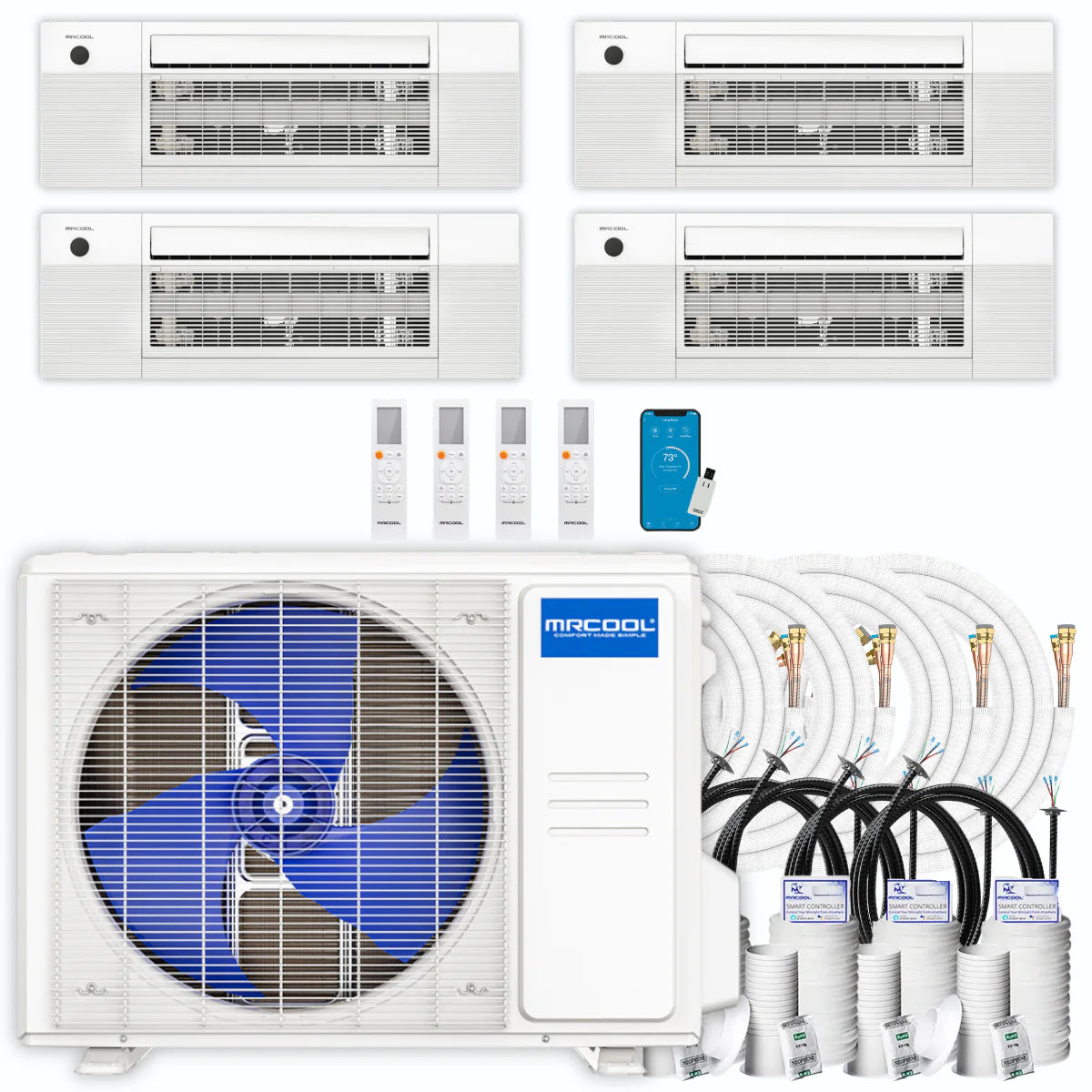 39,000 BTU 4 Zone Ceiling Cassette Ductless Air Conditioner and Heat Pump F57625