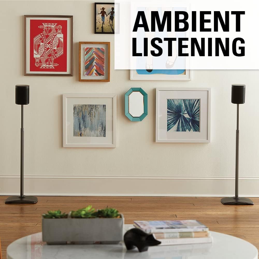 Black Adjustable Height Speaker Stands D7643