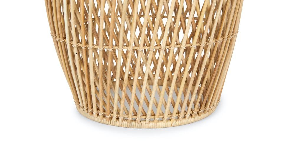 Round Wicker Side Table with Glass Top Y405125