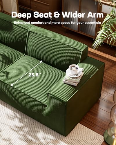 Oversized Deep U Shaped Modular Corduroy Sectional Sofa with Ottoman C497