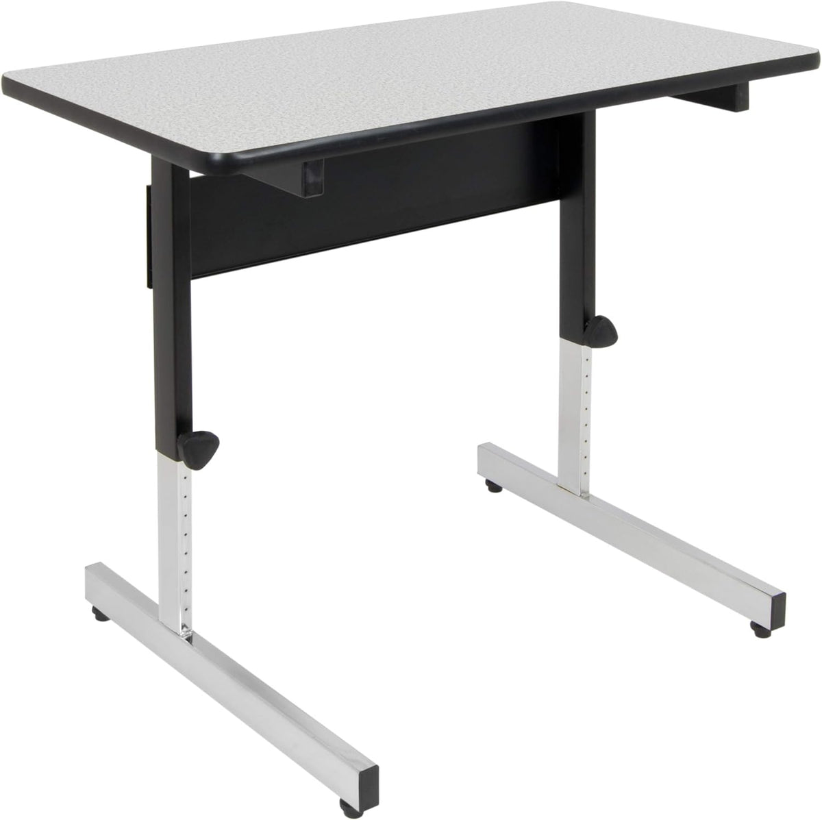 Height Adjustable Office Desk with Black Frame and Grey Top, 36 Inch H756