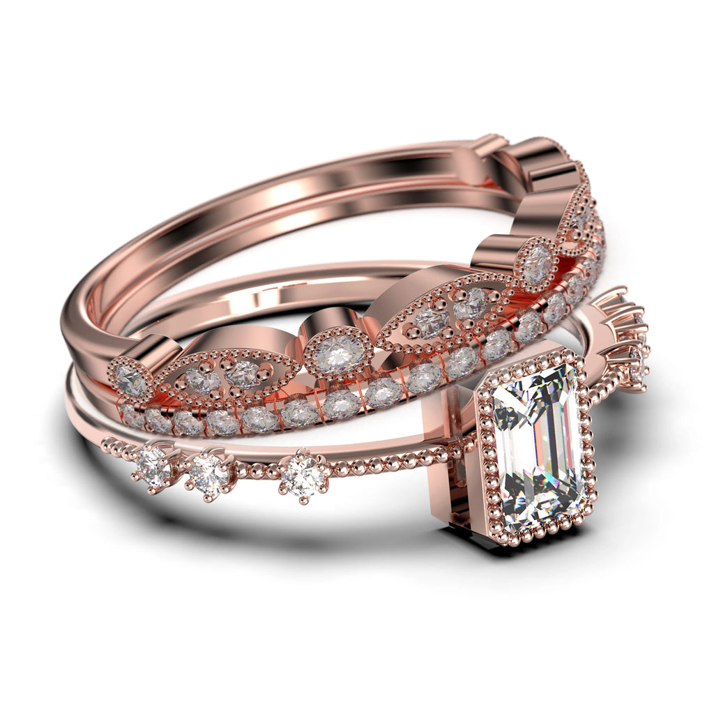 2.25 Carat Emerald Cut Moissanite Engagement Ring in 10k Solid Rose Gold N784445