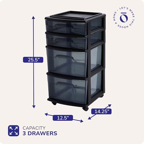 4-Tier Clear Plastic Rolling Storage Drawer Tower P794