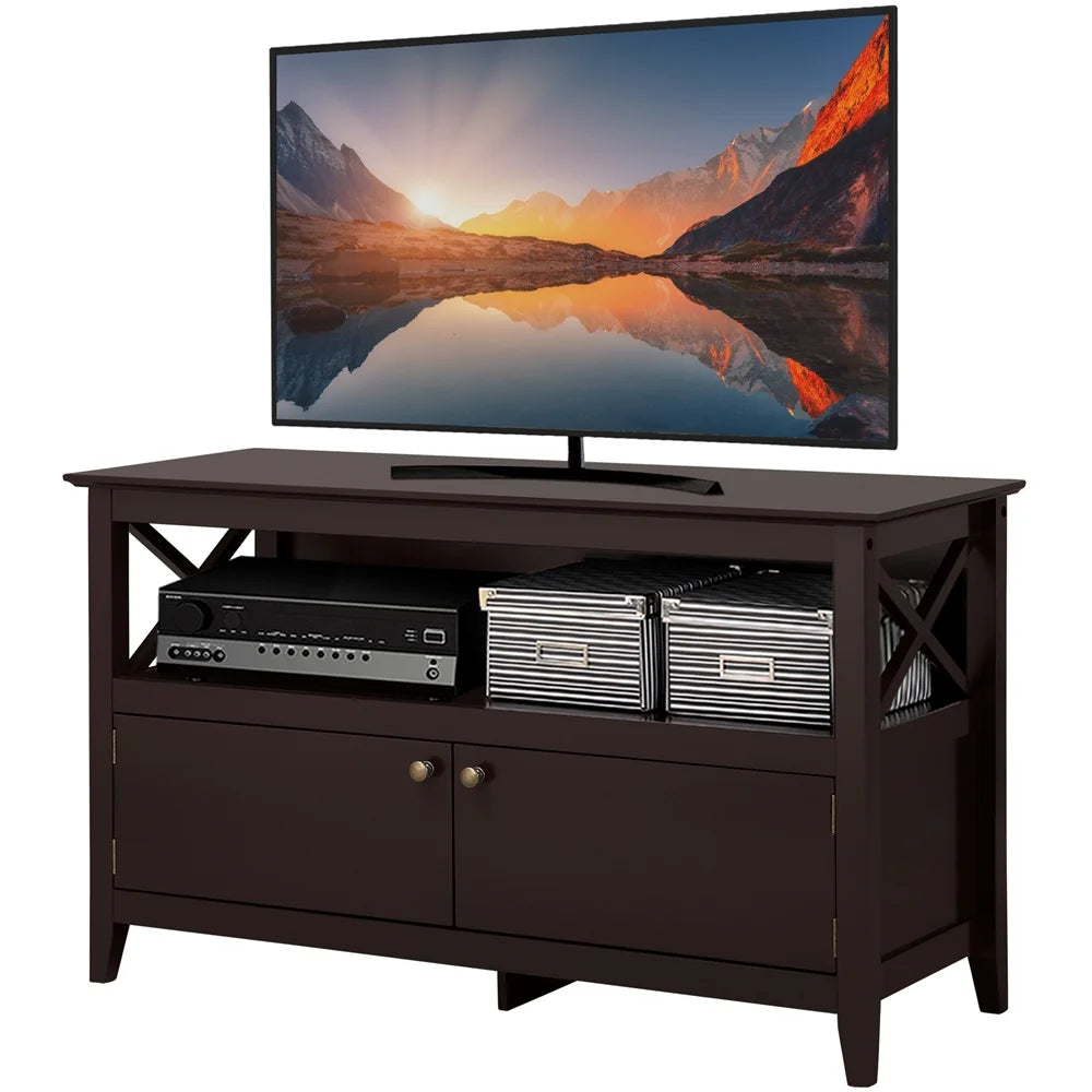 Espresso TV Stand with Storage and 2 Doors N54656