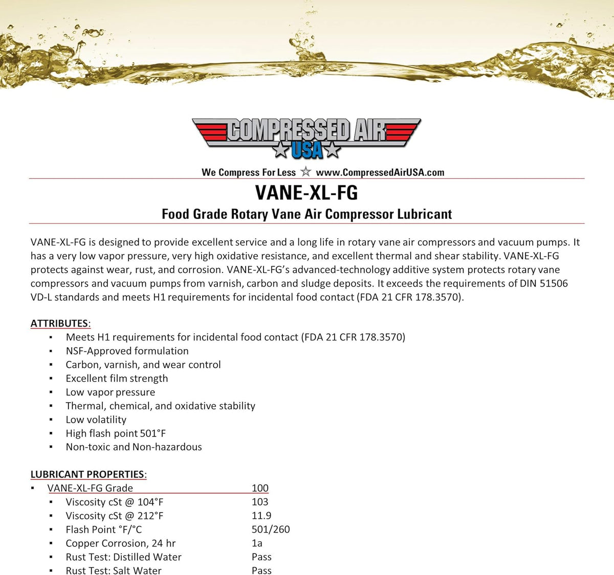 Rotary Vane Air Compressor Lubricating Oil (1 Gallon) Y589