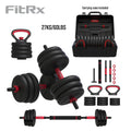 60 lbs 4-in-1 Adjustable Dumbbell Barbell Kettlebell Weight Set B386