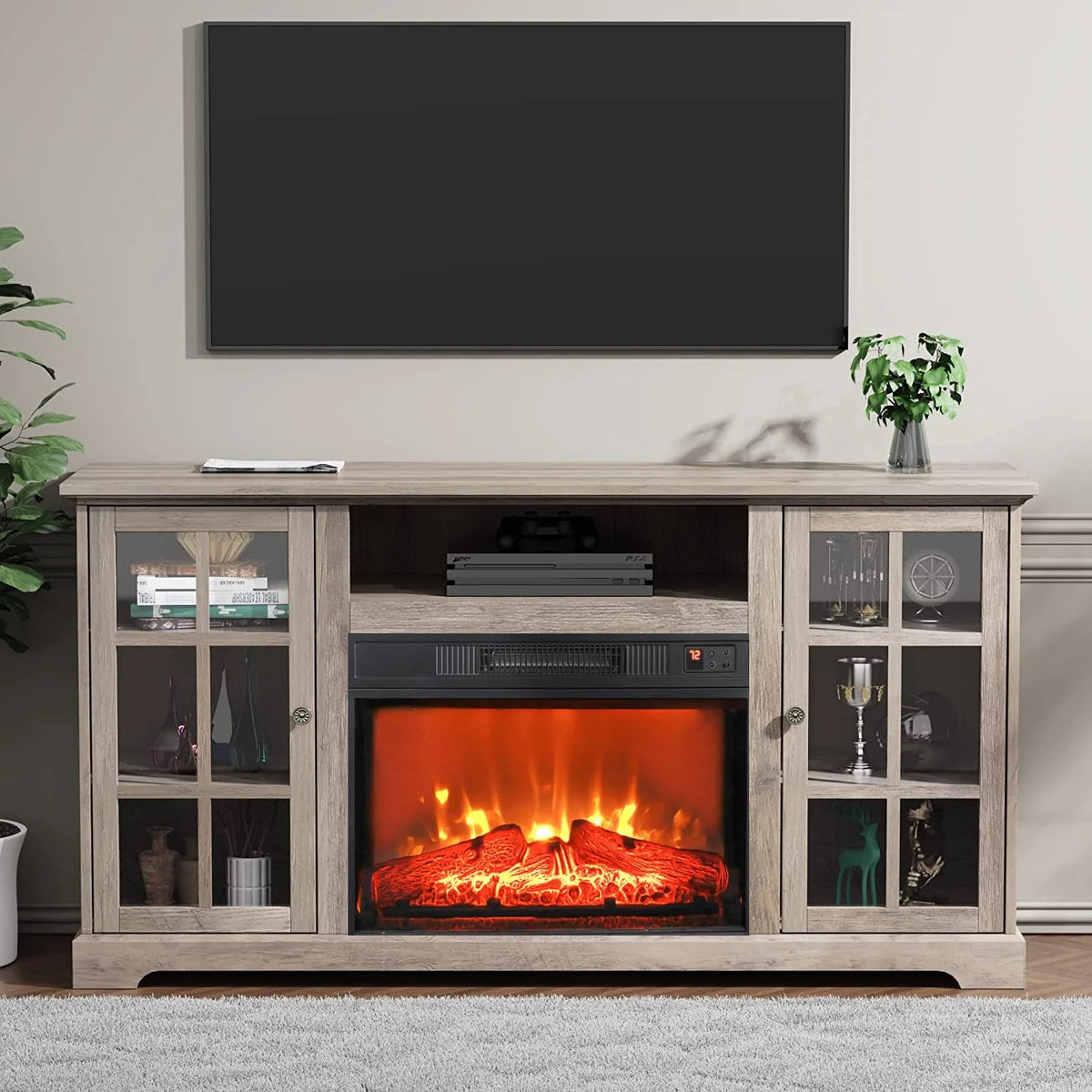 White Fireplace TV Stand D678