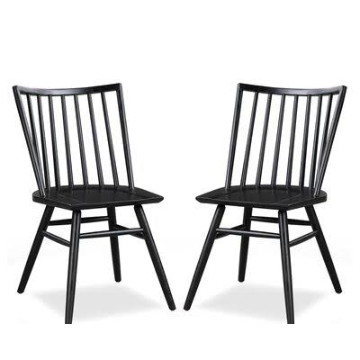 Black Solid Wood Slat Back Side Chair X18075