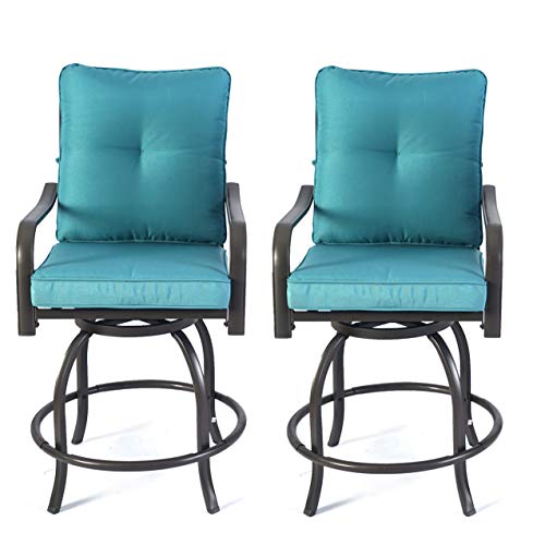 High Swivel Counter Height Patio Bar Stools (Aqua) K95697
