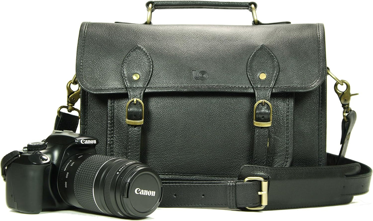 Leather Camera Bag with Removable Camera Insert 13 Inch Black M896698