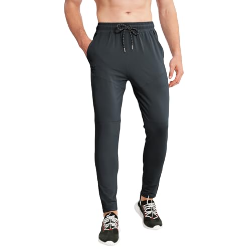 Mens Tapered Gym Joggers Lightweight Quick Dry Athletic Running Pants with Pockets T325504
