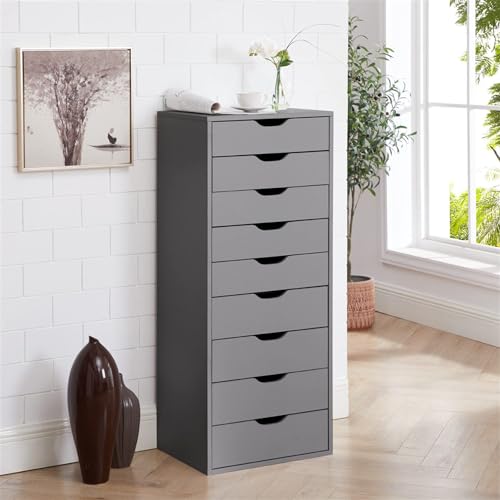 Gray 9 Drawer Wood Dresser K6046