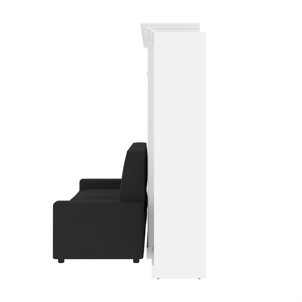 73"W White Gray Wood Full Murphy Bed with Sofa G380207
