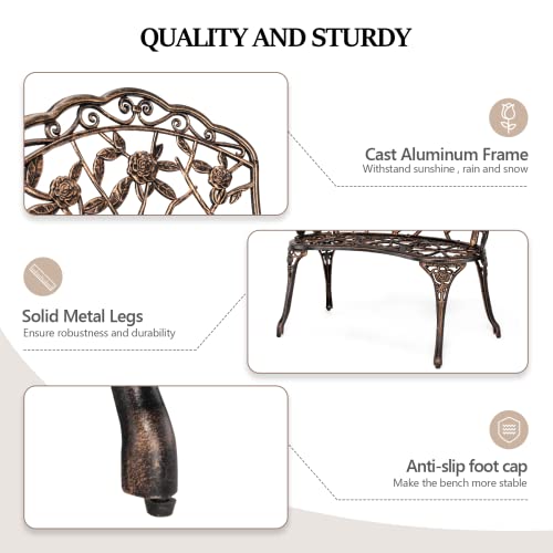 38.5" Metal Rose Bench F783542