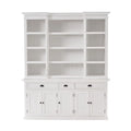 White Mahogany Wood Kitchen Hutch Cabinet with 5 Doors 3 Drawers J7469
