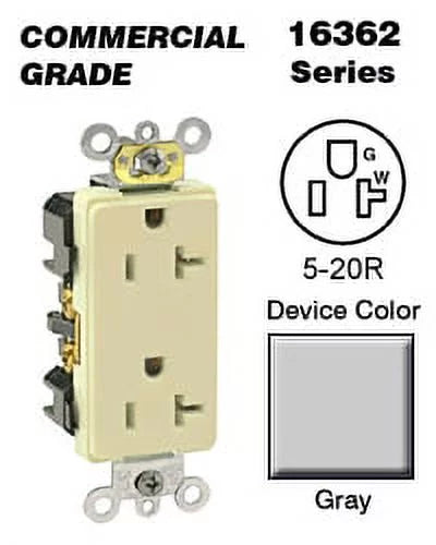 Commercial Grade Duplex Receptacle 20A 125V Gray N676806