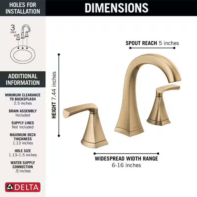 8 in. Widespread Double Handle Bathroom Faucet in Champagne Bronze A633