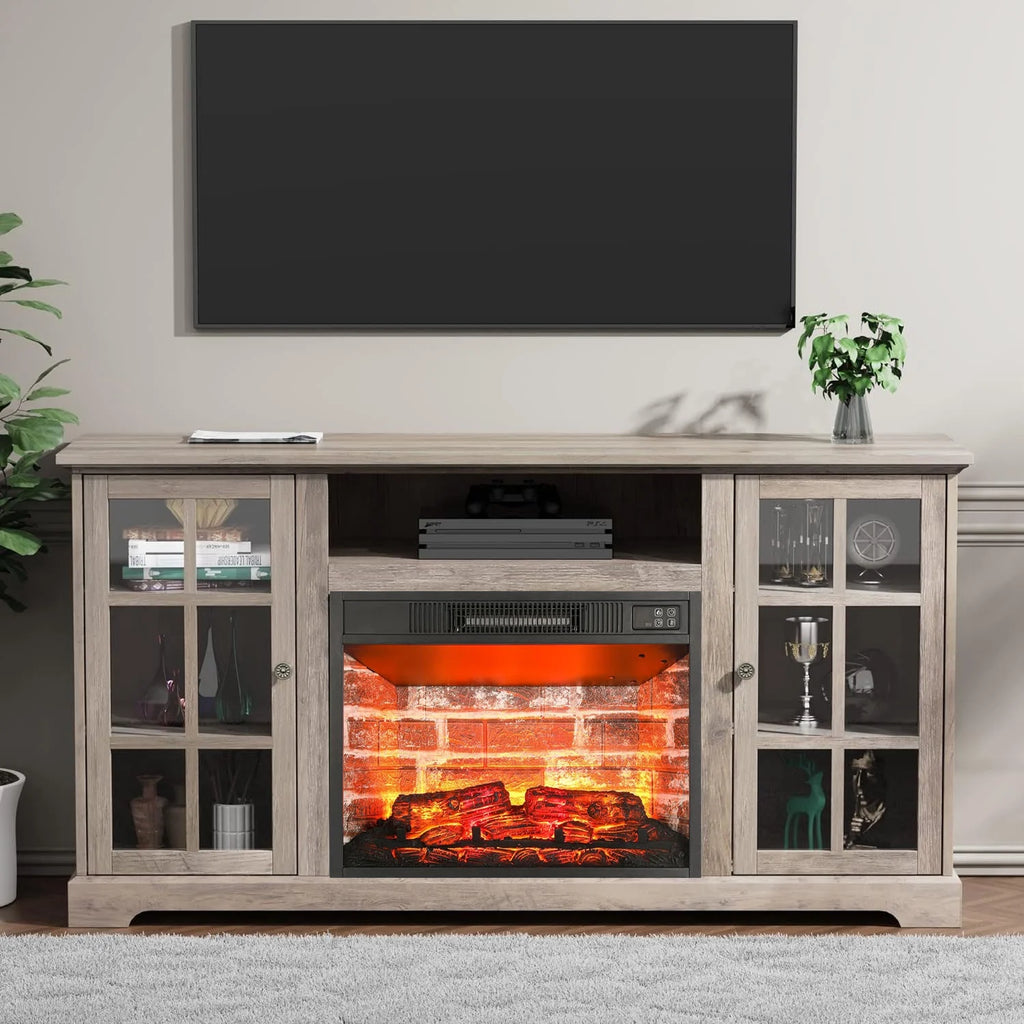 White Fireplace TV Stand D678
