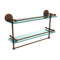 Antique Bronze Double Glass Shelf with Towel Bar E66407