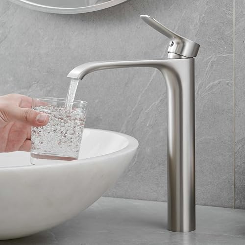 Brushed Nickel Single Handle Waterfall Vessel Sink Faucet T2804