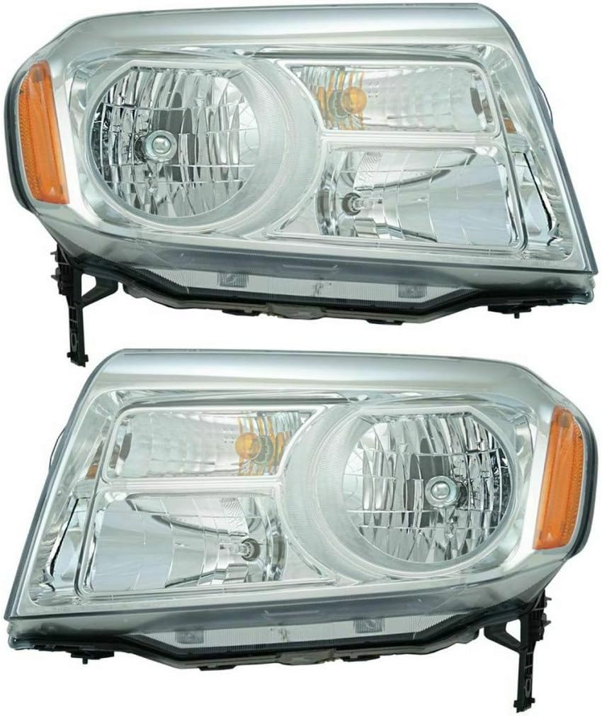 Headlight Assembly for 2012 2013 2014 Honda Pilot Driver and Passenger Side with Bulbs J8879