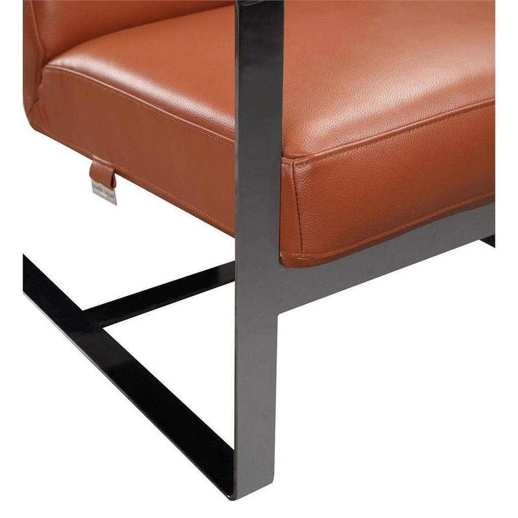 Brown Italian Leather Accent Chair W63562