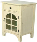 Single Drawer Distressed Cabinet with Cathedral Glass Window Inserts I210025