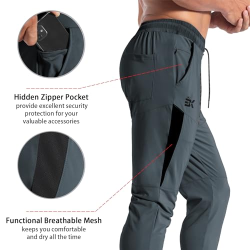 Mens Tapered Gym Joggers Lightweight Quick Dry Athletic Running Pants with Pockets T325504
