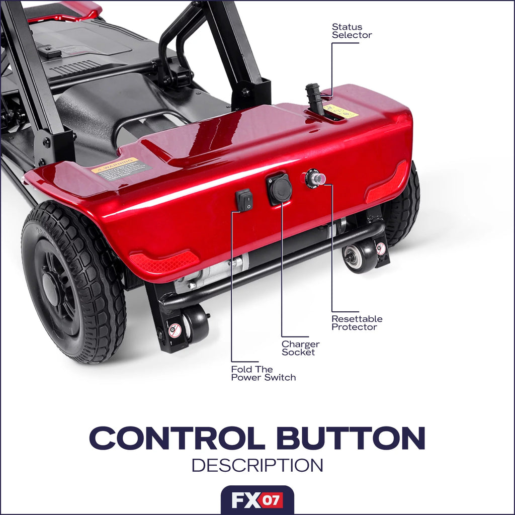 Red Automatic Foldable Mobility Scooter E862542