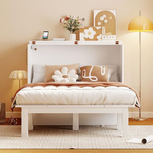 Queen Size Solid Wood Murphy Bed with USB Port and Removable Shelves S56377