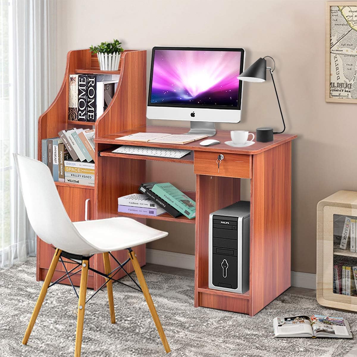 Computer Desk with Storage Cabinet & Drawer K5630