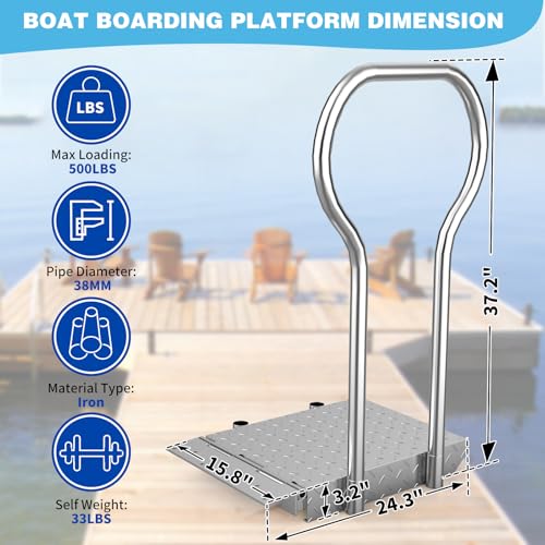 Foldable Dock Boarding Platform with Handrail Y454754