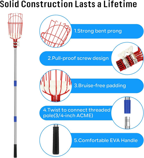 13 FT Adjustable Lightweight Fruit Picker Pole with Basket O8354