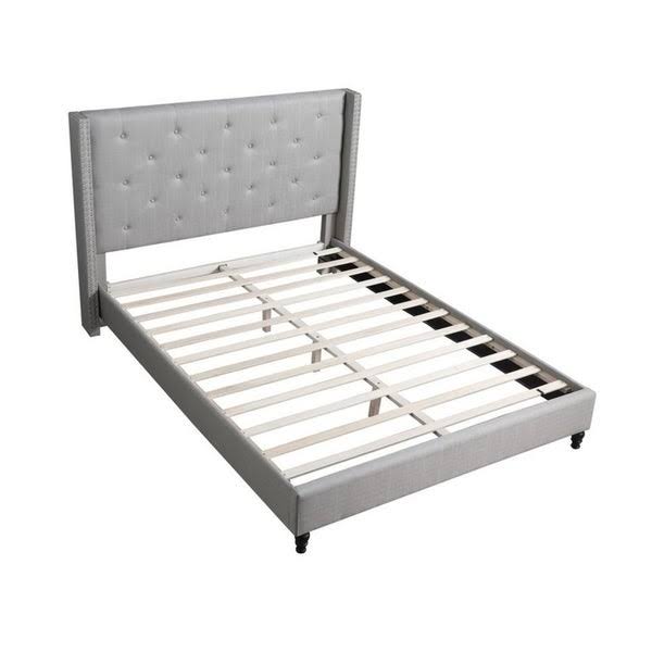 Black Linen Blend Queen Platform Bed C179