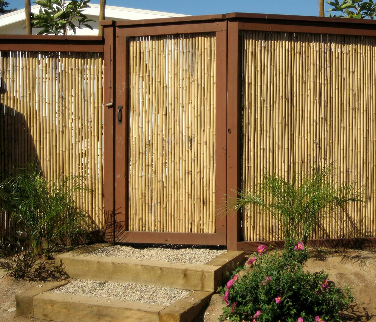 Natural Bamboo Fencing Rolled Fence Panel 0.75 in D x 6 ft H x 8 ft L F12834
